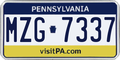 PA license plate MZG7337