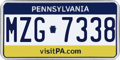 PA license plate MZG7338