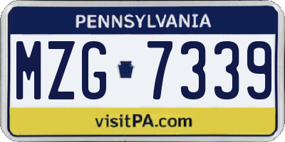 PA license plate MZG7339