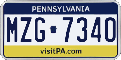 PA license plate MZG7340