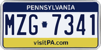 PA license plate MZG7341