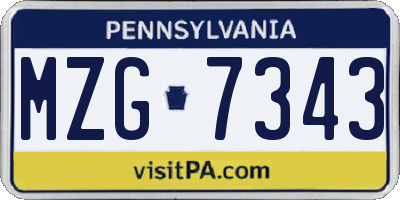 PA license plate MZG7343