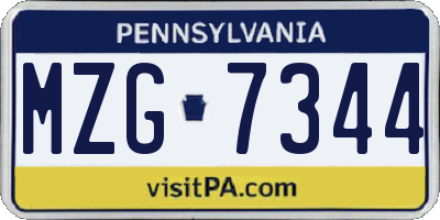 PA license plate MZG7344