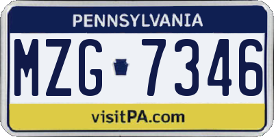 PA license plate MZG7346