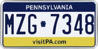 PA license plate MZG7348