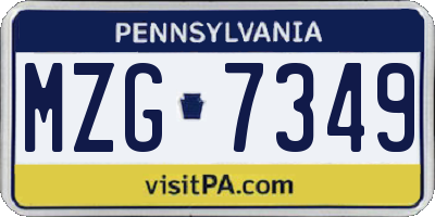 PA license plate MZG7349