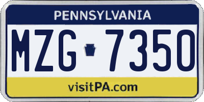 PA license plate MZG7350