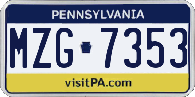 PA license plate MZG7353