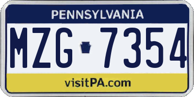 PA license plate MZG7354
