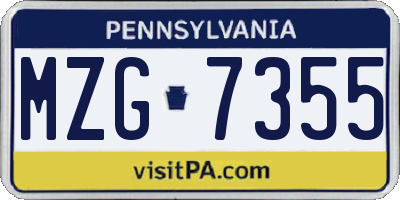 PA license plate MZG7355