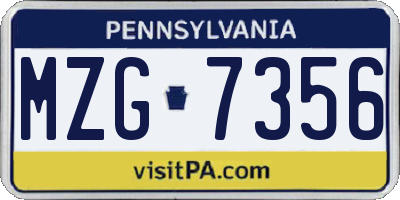 PA license plate MZG7356