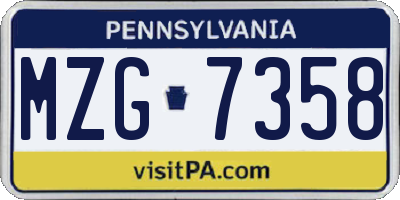 PA license plate MZG7358