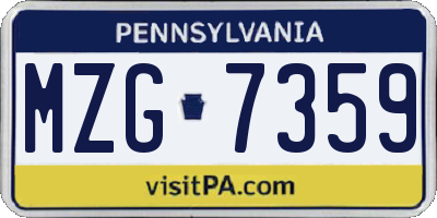 PA license plate MZG7359