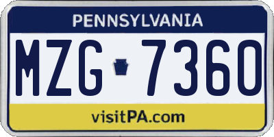 PA license plate MZG7360