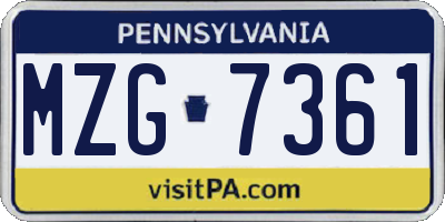 PA license plate MZG7361