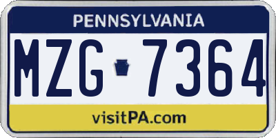 PA license plate MZG7364