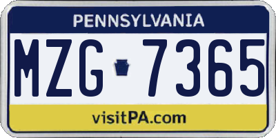 PA license plate MZG7365