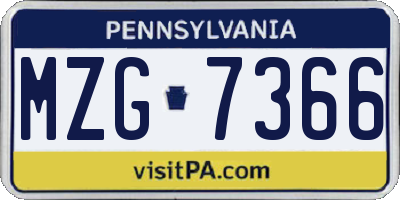 PA license plate MZG7366
