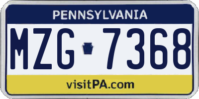 PA license plate MZG7368