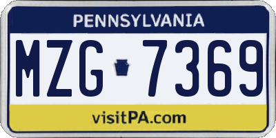 PA license plate MZG7369