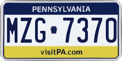 PA license plate MZG7370