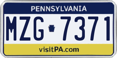 PA license plate MZG7371