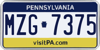 PA license plate MZG7375