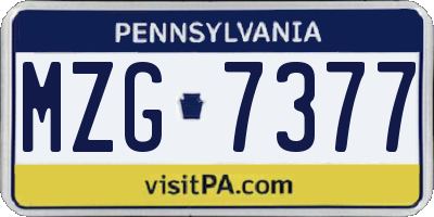 PA license plate MZG7377