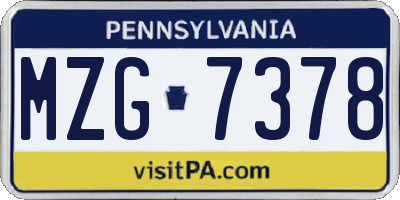 PA license plate MZG7378