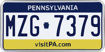 PA license plate MZG7379