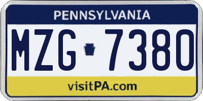 PA license plate MZG7380