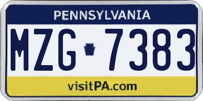 PA license plate MZG7383
