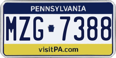 PA license plate MZG7388