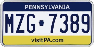 PA license plate MZG7389