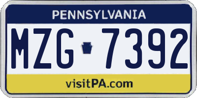 PA license plate MZG7392