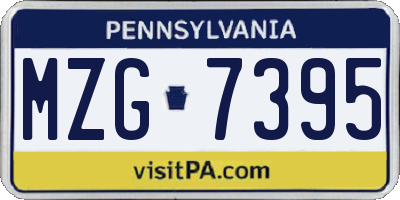 PA license plate MZG7395