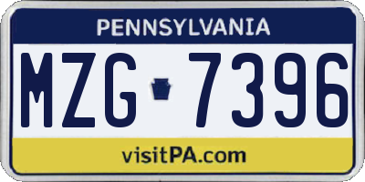 PA license plate MZG7396
