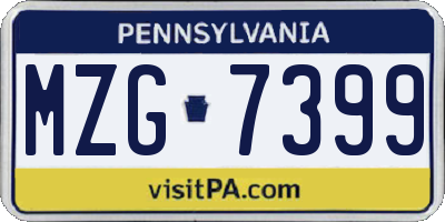 PA license plate MZG7399