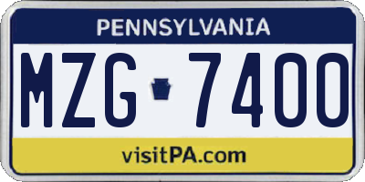 PA license plate MZG7400