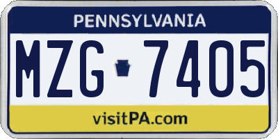 PA license plate MZG7405