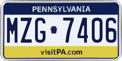 PA license plate MZG7406