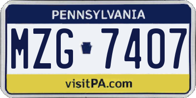 PA license plate MZG7407