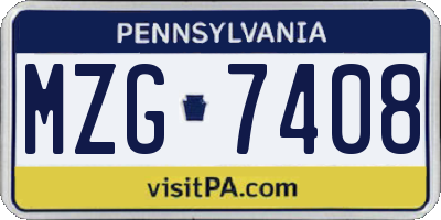 PA license plate MZG7408