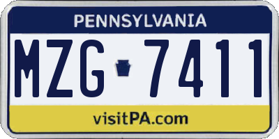 PA license plate MZG7411
