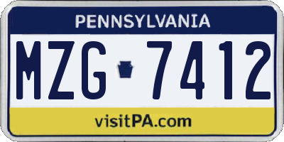 PA license plate MZG7412