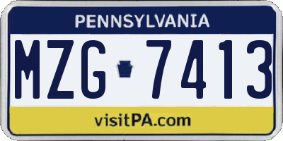 PA license plate MZG7413