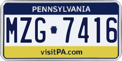 PA license plate MZG7416