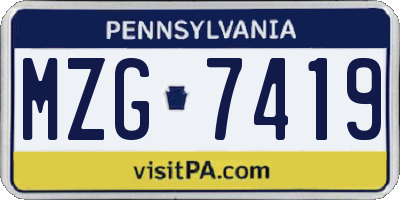 PA license plate MZG7419
