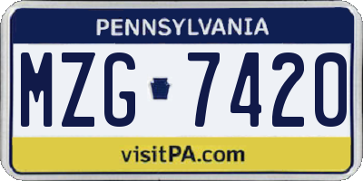 PA license plate MZG7420