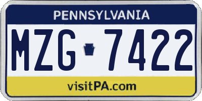 PA license plate MZG7422